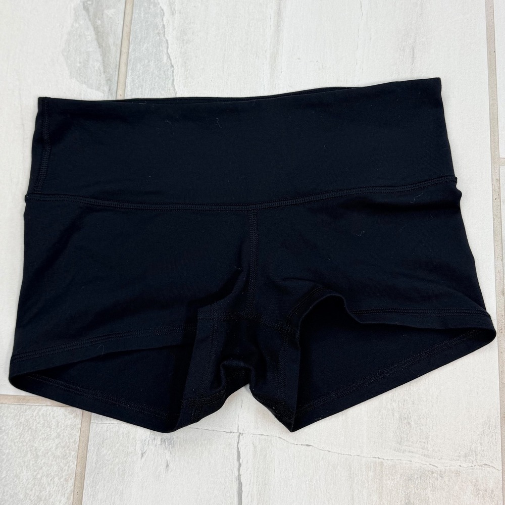 Lululemon Black Short Yoga Shorts Wide Waistband 2 Inch Inseam Size 4
